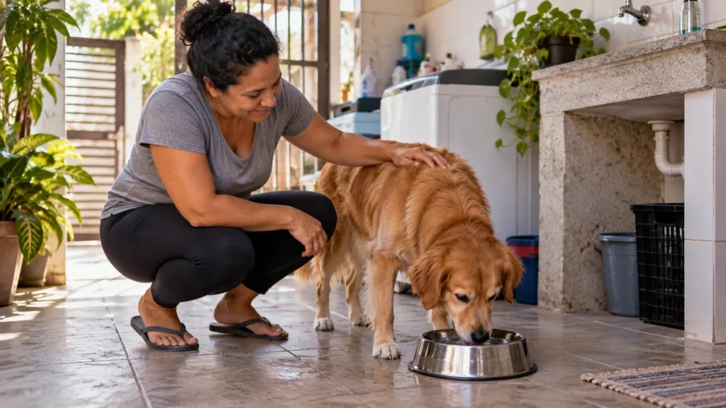 Água limpa disponível para o cachorro